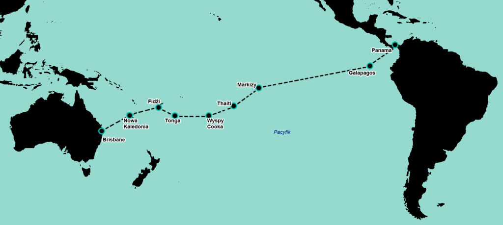 Mapa żeglarskiej podróży Marcina